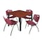 Kee Kee Square Table & Chair Set, Wood, Metal, Plastic Top, Cherry TB4848CHBPBK47BY - alternate 1